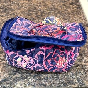 Vera Bradley Quilted Cosmetic Case in Navy Pink Floral